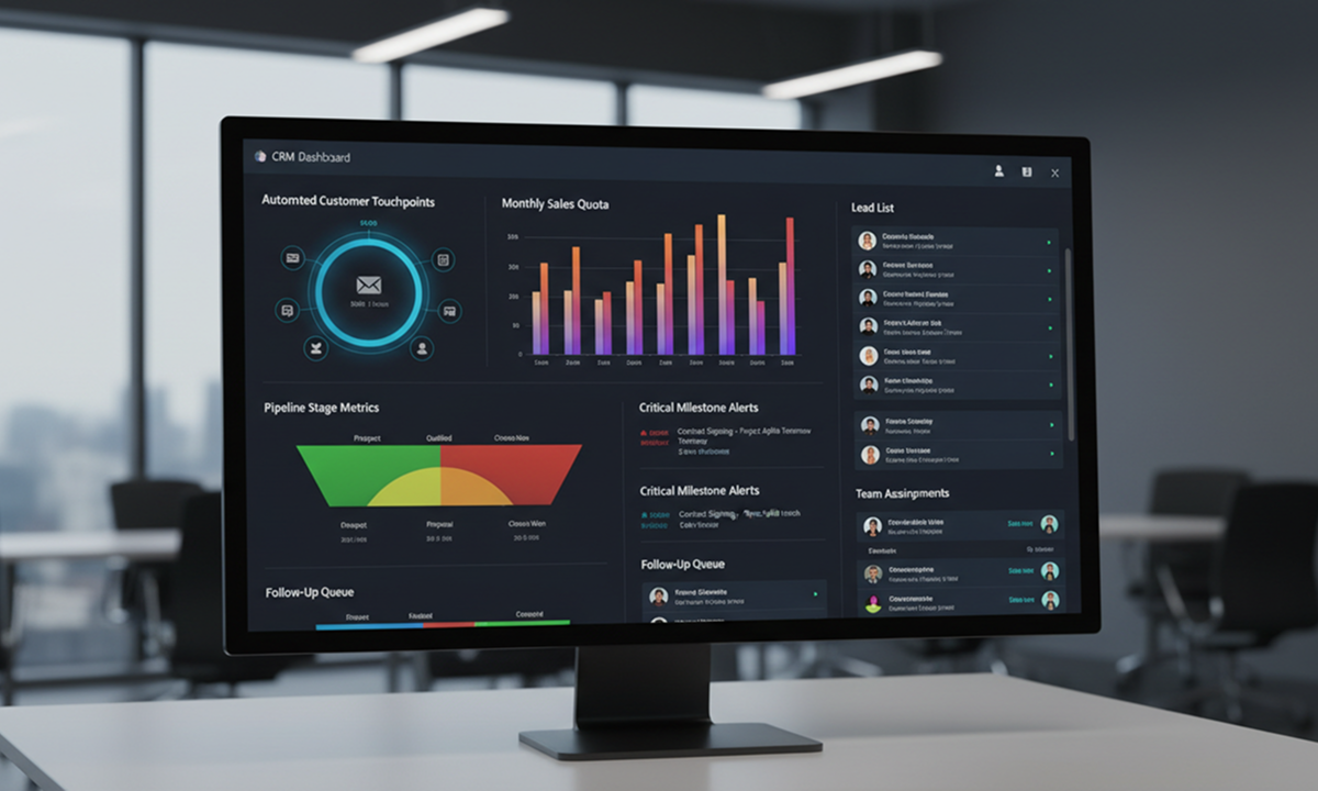 CRM sales intelligence dashboard showing revenue and pipeline analytics