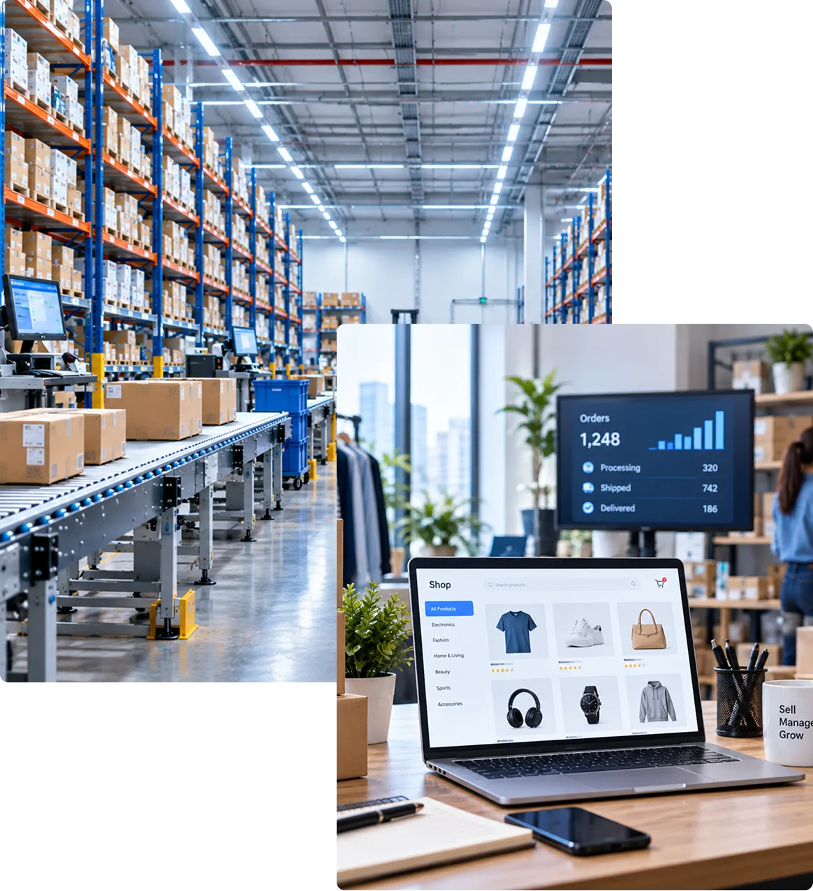 Connected e-commerce inventory and warehouse operations
