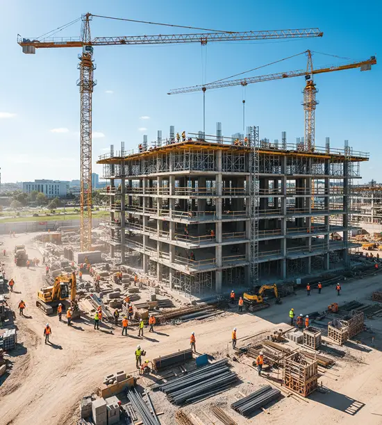 Active construction site managed through an EPC workflow