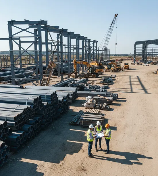 Construction materials prepared for an EPC project site