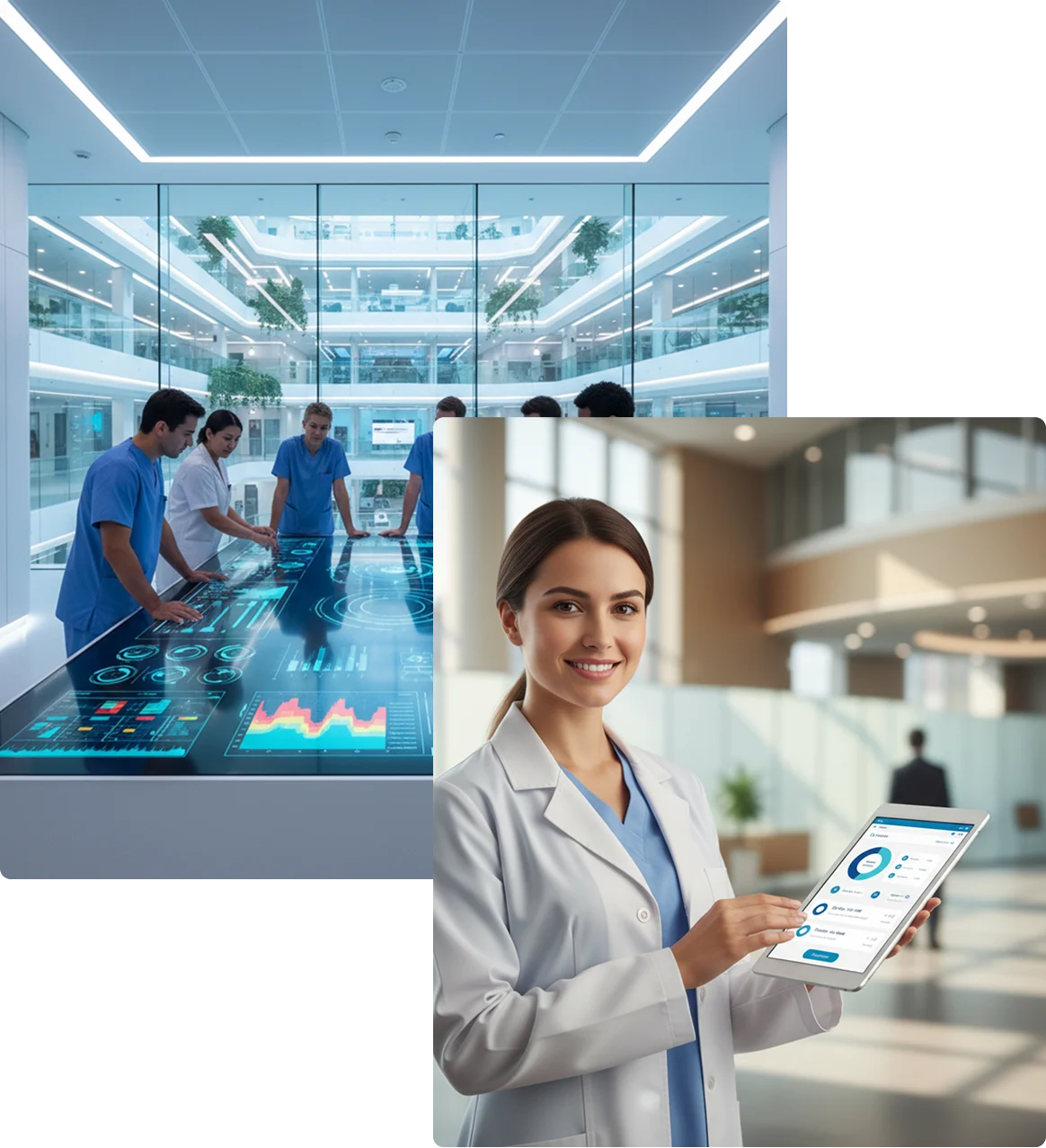 Healthcare teams using connected hospital ERP technology