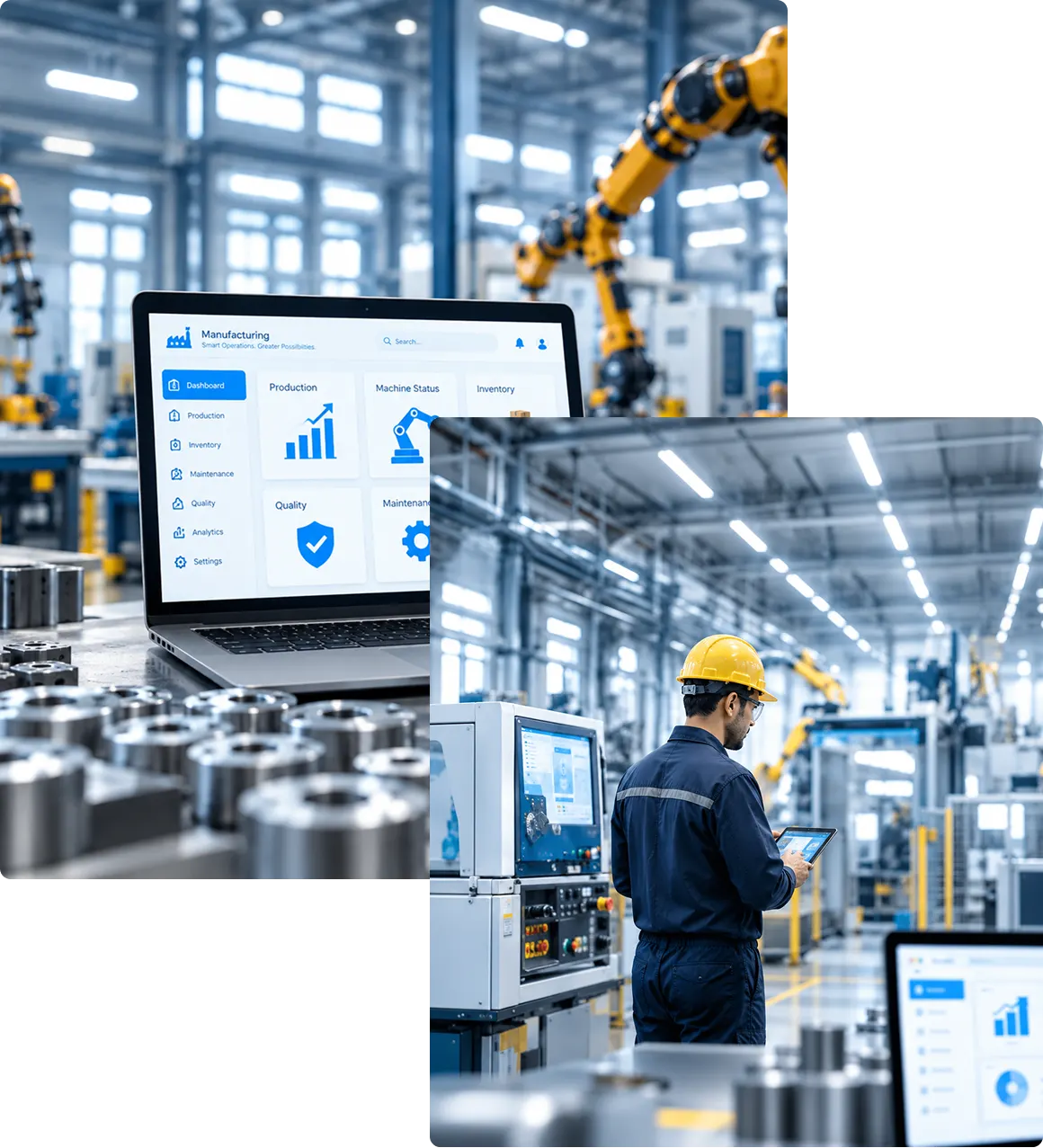 Connected ERP managing production and factory operations