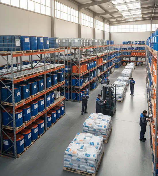 Warehouse storing raw materials for production