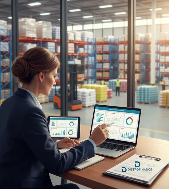 Finance manager reviewing distribution profitability