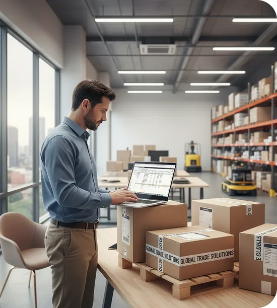 Distribution employee processing customer sales orders