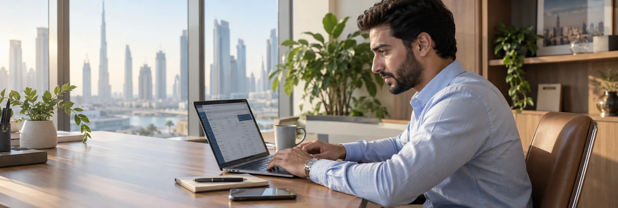 Finance professional accessing an accounting application remotely on a laptop