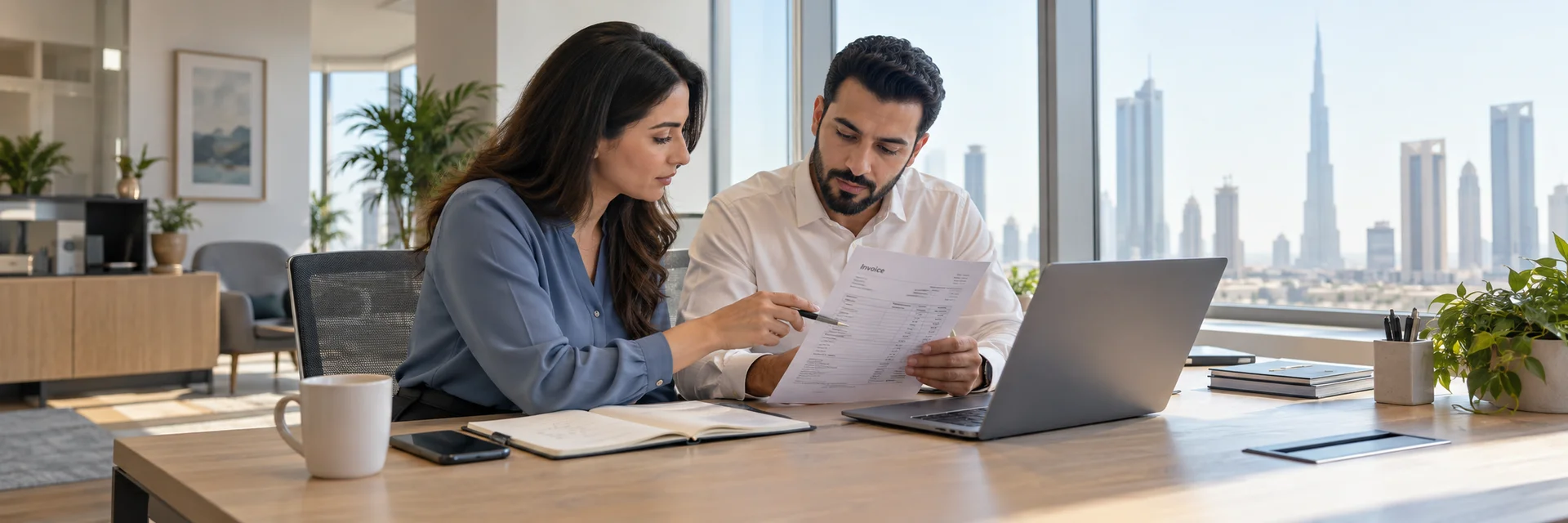 Finance colleagues comparing Sage invoice fields with their existing accounting records